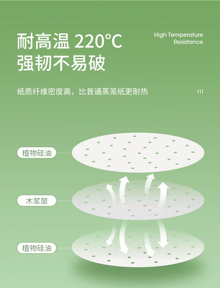 美丽雅蒸笼纸28CM*100张 一次性食品级蒸屉纸 包子馒头垫纸