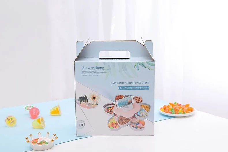 Meierjing Petal Rotating Double Fruit Plate Multi-Grid Easy Storage Pink detail image 12