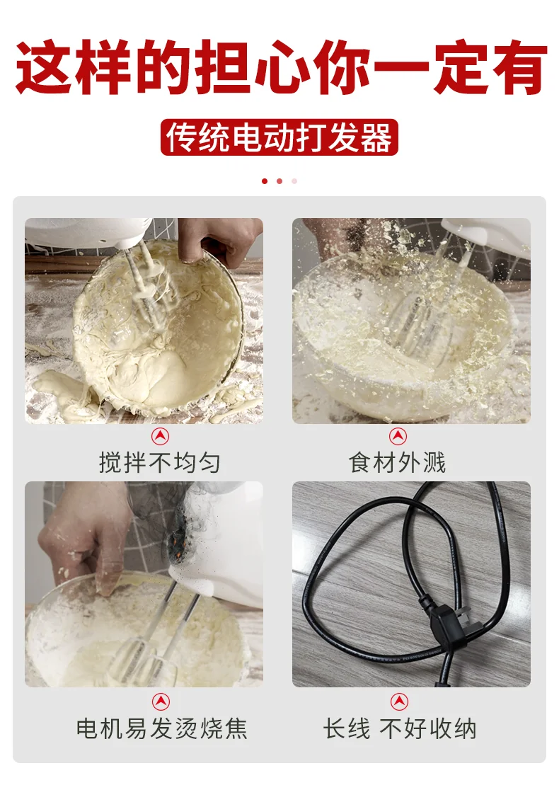 MZK Home Mini Handheld Egg Beater, Cream Whipper, Blender, and Noodle Baking Tool detail image 1