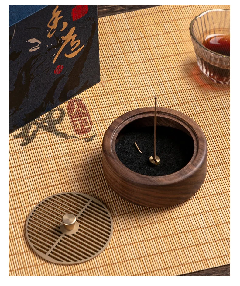 【Direct Shipping from China, Delivery in 5-12 Days】Meizhenxiang Zen Walnut Wood Coil Incense Burner & Box Home Fragrance Burner for Sandalwood & Agarwood, Suitable for Coil & Stick Incense detail image 3