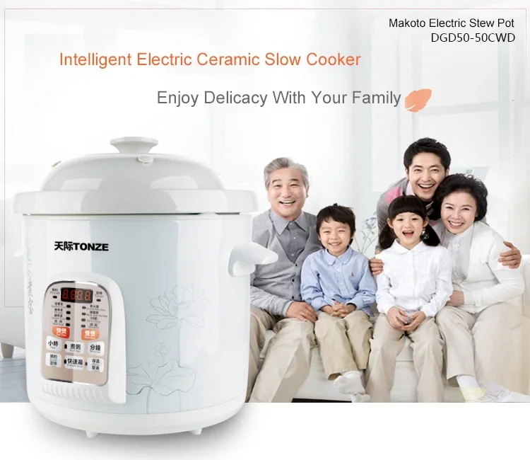 Tonze White Porcelain Electric Slow Cooker Ceramic Stew Pot DGD40-40CWD 4L detail image 1