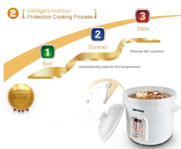 Tonze White Porcelain Electric Slow Cooker Ceramic Stew Pot DGD40-40CWD 4L detail image 4
