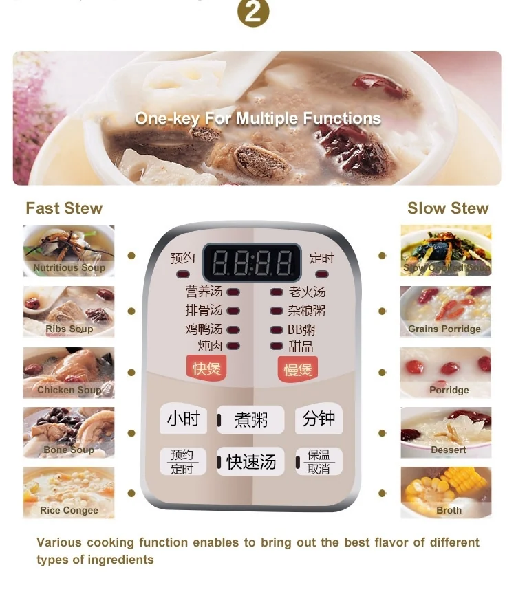 Tonze White Porcelain Electric Slow Cooker Ceramic Stew Pot DGD40-40CWD 4L detail image 8