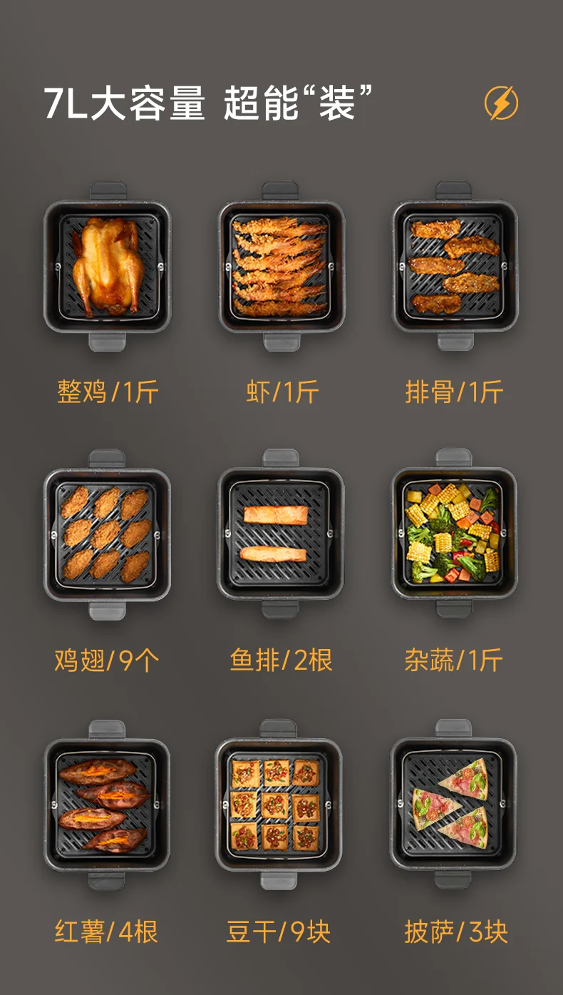 【下架】Midea美的 超嫩力空气炸锅 家用一体多功能可视化大容量蒸汽烤箱 无油低脂不粘薯条机 7L detail image 17