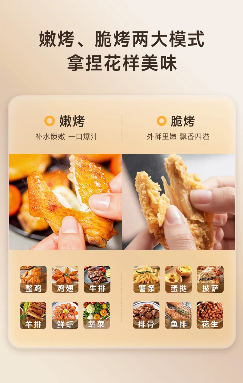 【下架】Midea美的 超嫩力空气炸锅 家用一体多功能可视化大容量蒸汽烤箱 无油低脂不粘薯条机 7L detail image 3