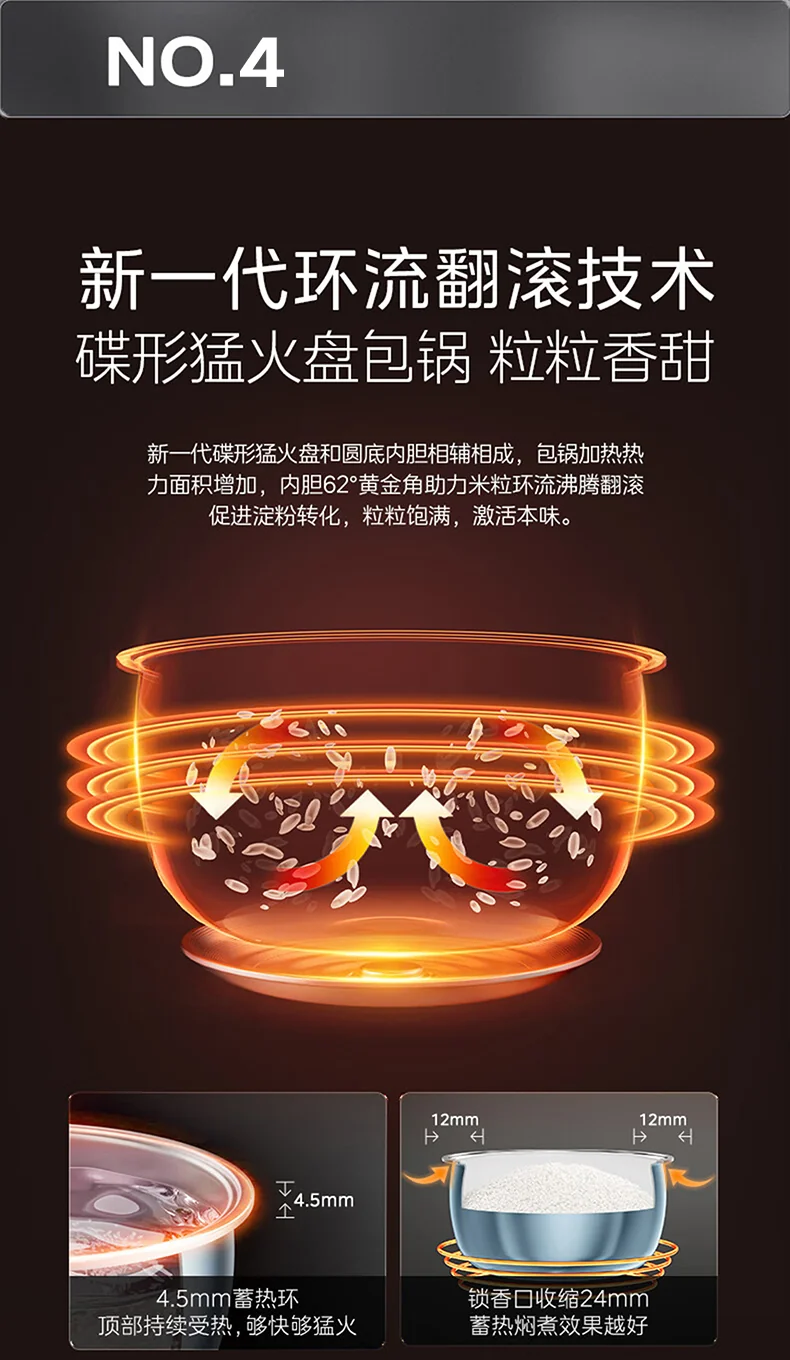 Midea Multifunctional Electric Rice Cooker Rice Pot 26 Minutes Fast Rice 4L Large Capacity MRD401T2BMB detail image 6