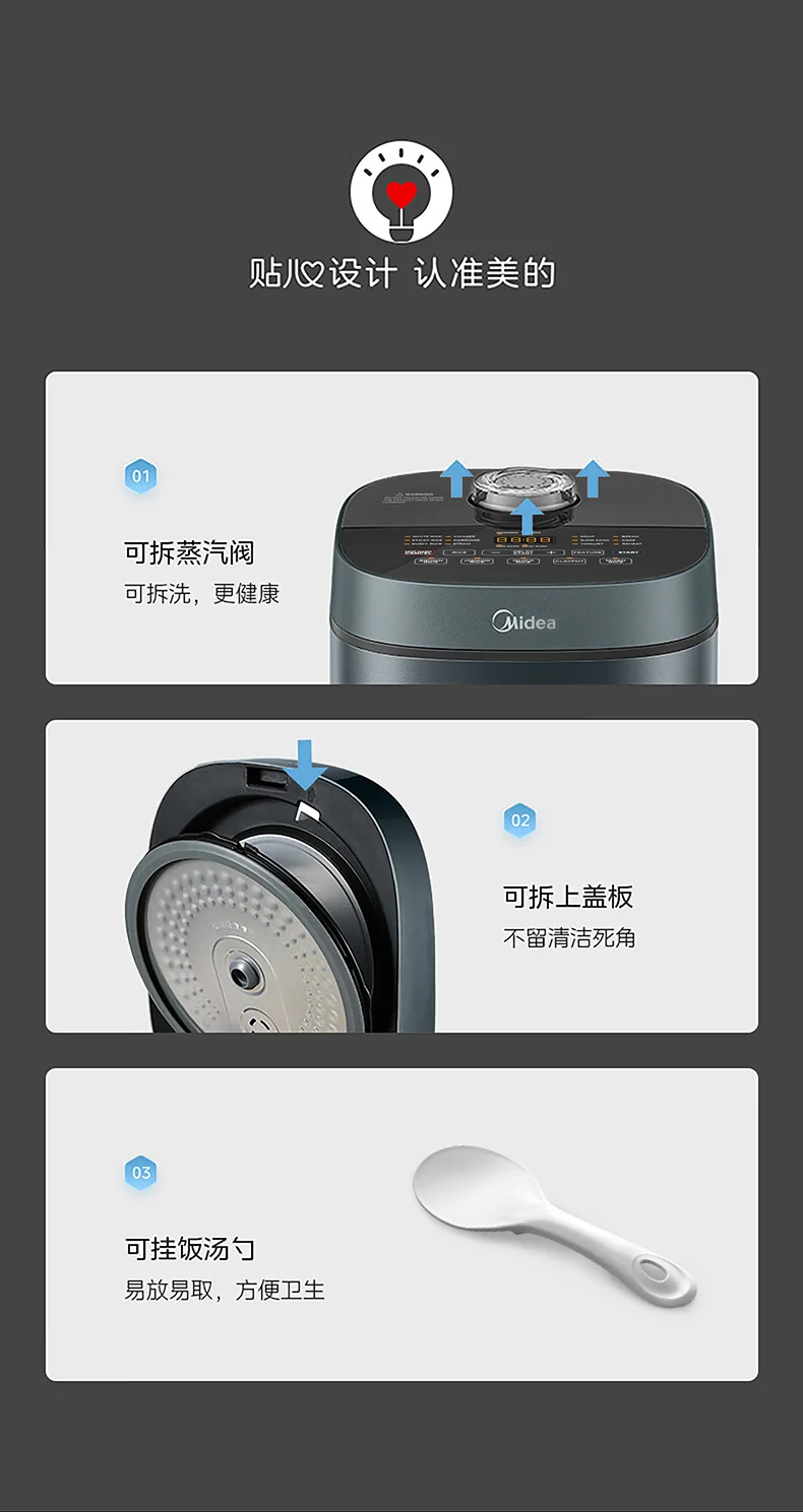 Midea Multifunctional Electric Rice Cooker Rice Pot 26 Minutes Fast Rice 4L Large Capacity MRD401T2BMB detail image 17