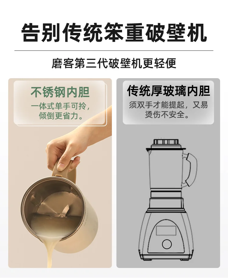 Mokkom Wall breaking machine, nut milk machine, soybean milk machine, bass slag free mini wall breaking machine, MK-600B detail image 6