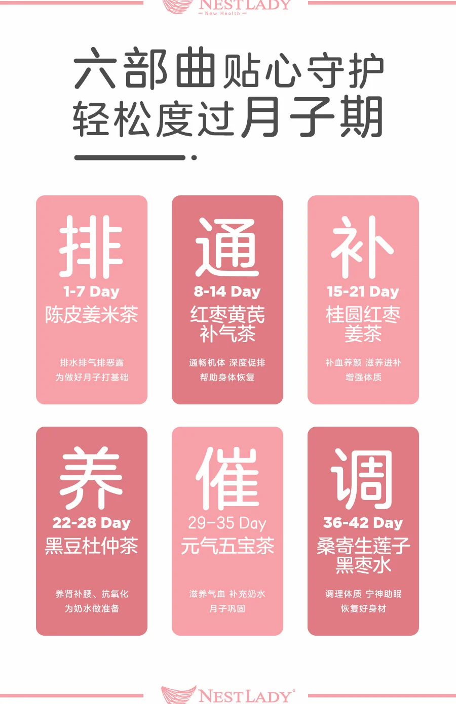 NESTLADY 【42天 金牌月子茶】 月子调理恢复 产后滋补茶包组合 深度呵护调理 HC202 detail image 2