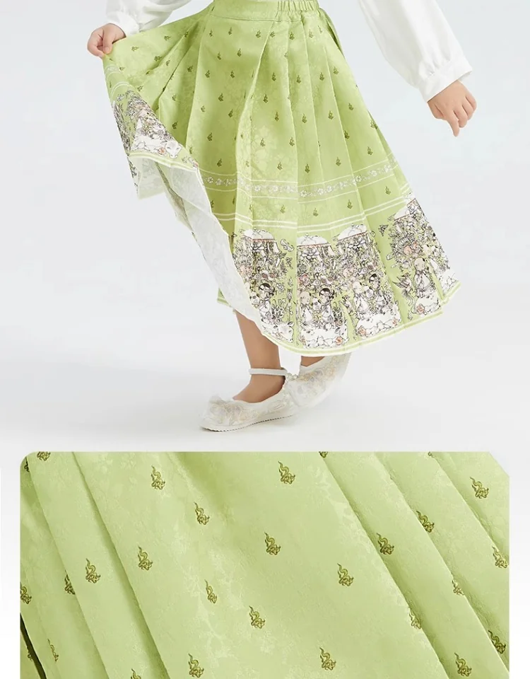【China Direct Shipping, 10-15 days】Year's Clothing Line Cloud Painting Theatre Horse Face Dress Mother and Daughter Parent and Child Positioning Printing Patterns Subtlety Three colours available detail image 14