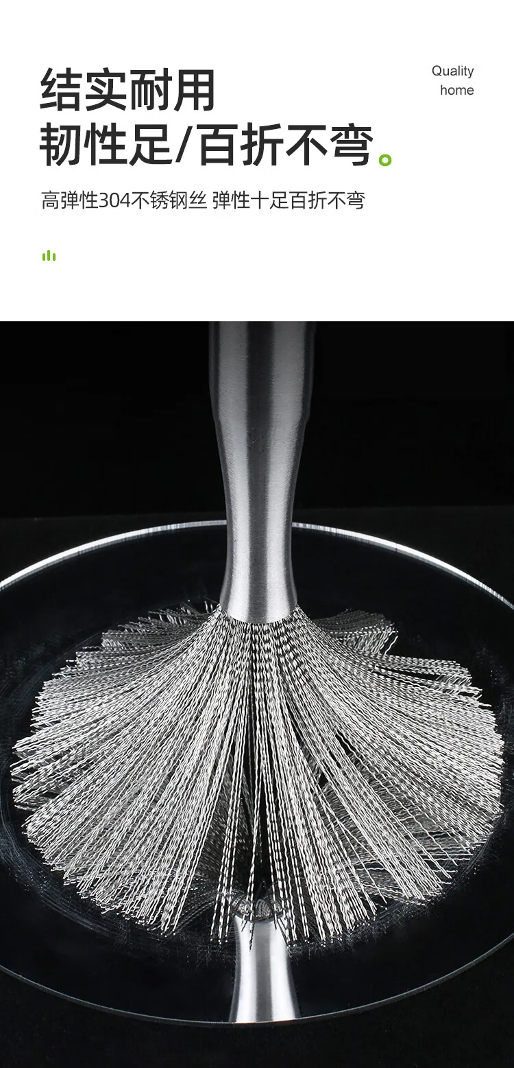 [Direct shipping from China, 10-15 days] Oak 304 stainless steel pot brush, full steel brush pot cleaning tool, household stainless steel wire brush, long-handled cleaning brush detail image 7