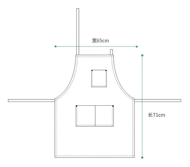 OMU cotton denim apron AMY-WQ01 anti-fouling and oil-proof detail image 11