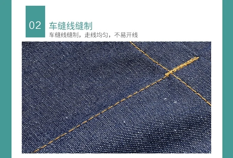 OMU cotton denim apron AMY-WQ01 anti-fouling and oil-proof detail image 14