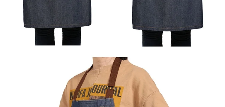 OMU cotton denim apron AMY-WQ01 anti-fouling and oil-proof detail image 18