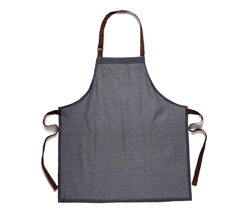 OMU cotton denim apron AMY-WQ01 anti-fouling and oil-proof detail image 7