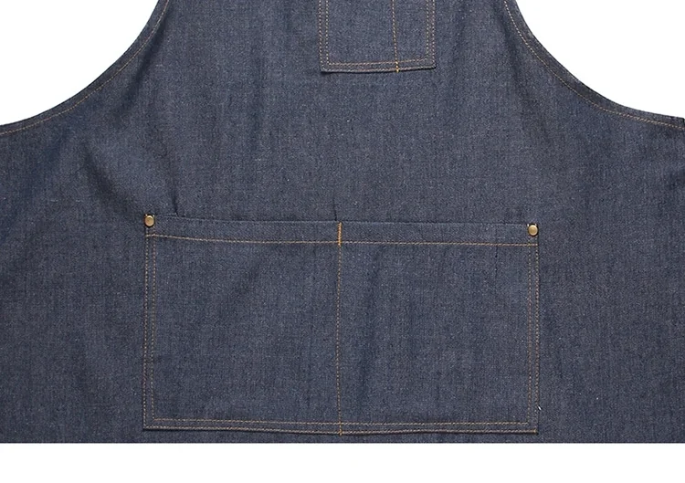 OMU cotton denim apron AMY-WQ01 anti-fouling and oil-proof detail image 9