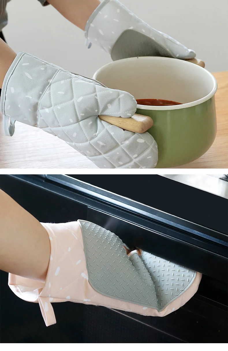 PINMOO silicone non-slip and anti-scald gloves, double-layer thickening, Isatis blue, 2 pieces detail image 7