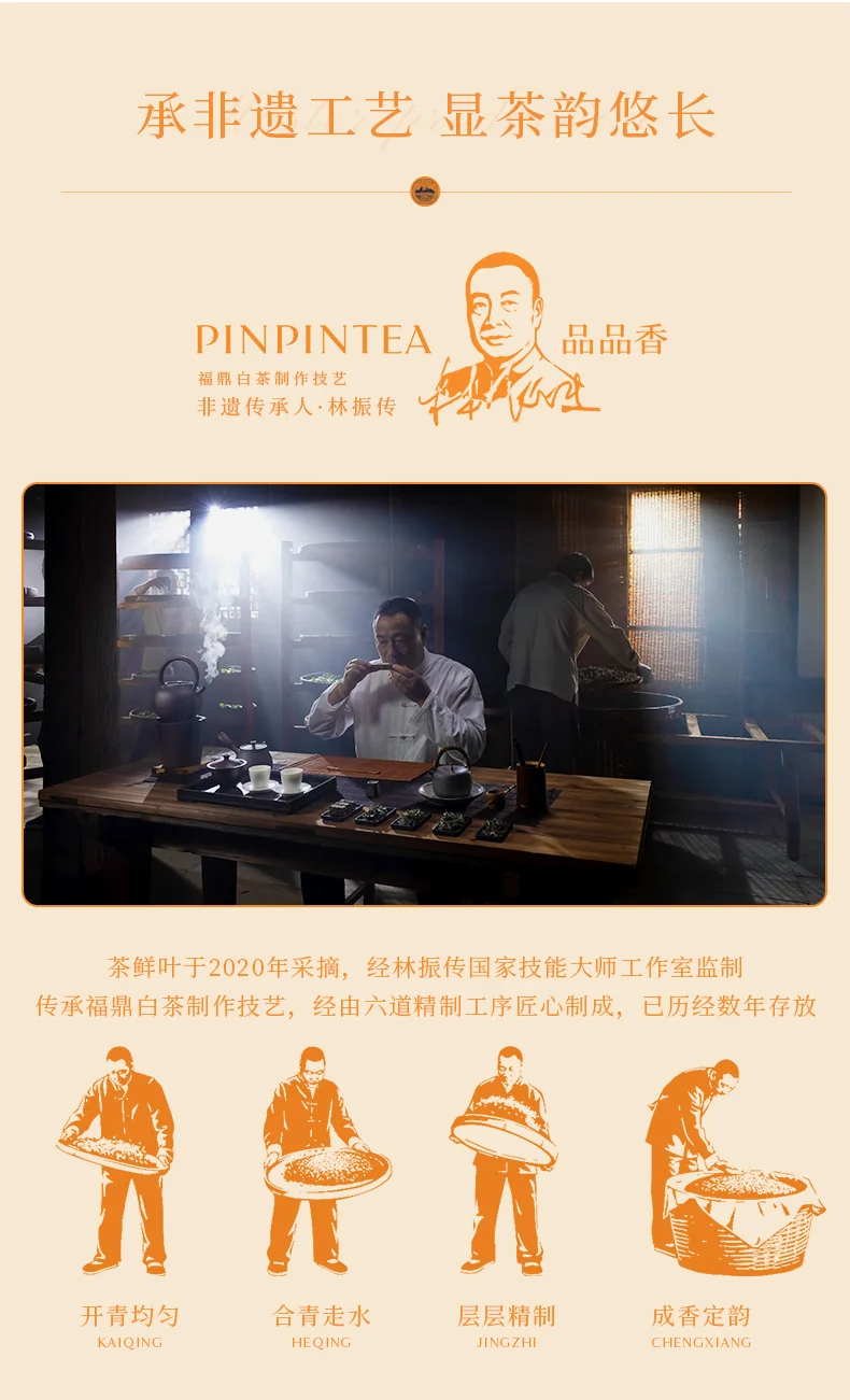 Pinpinxiang Tea Fuding White Tea 2020 raw material Mingqian silver needle  Exquisite gift box (112g) detail image 4