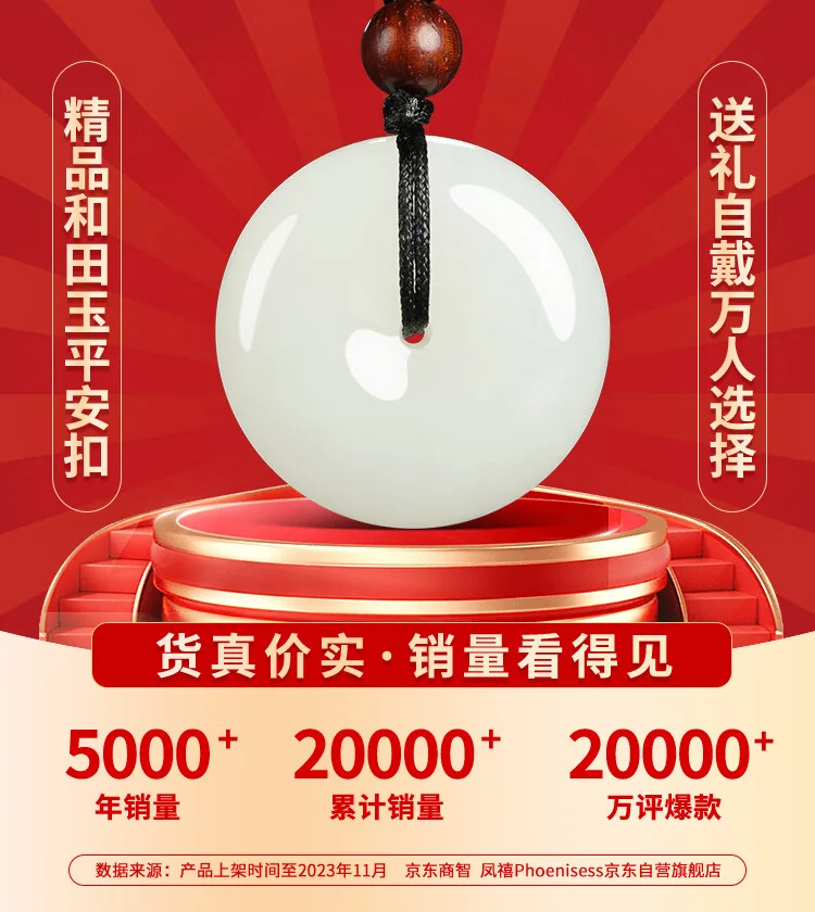 【中国直邮，时效10-15天】凤禧珠宝和田玉平安扣 吊坠玉坠玉佩 男女生日节日礼物 25mm detail image 1