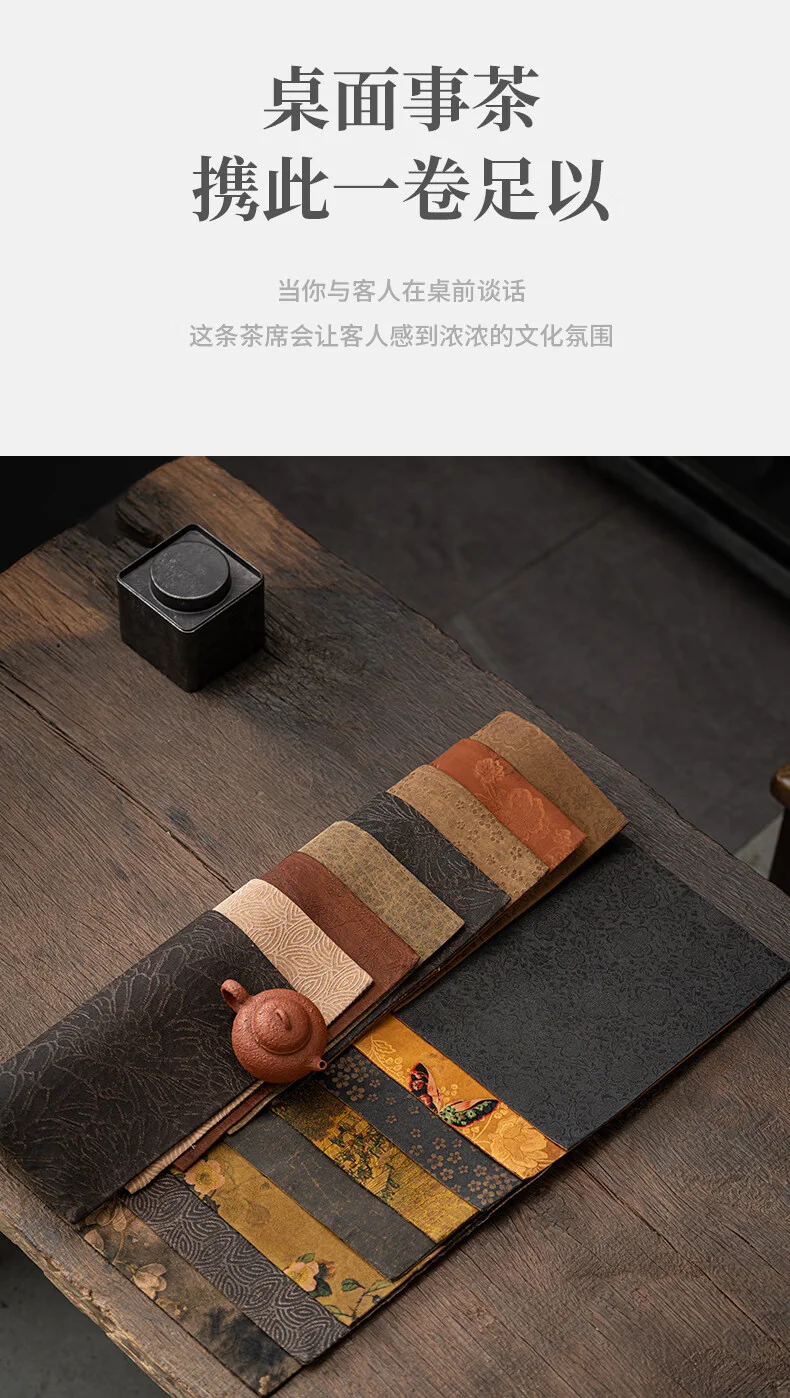 【Direct Shipping from China, Delivery in 8–20 Days】Pinchake Reversible Gambiered Guangdong Silk Dry Tea Mat and Teapot Pad, Vintage Chinese Zen Table Runner, Magnolia Design detail image 10