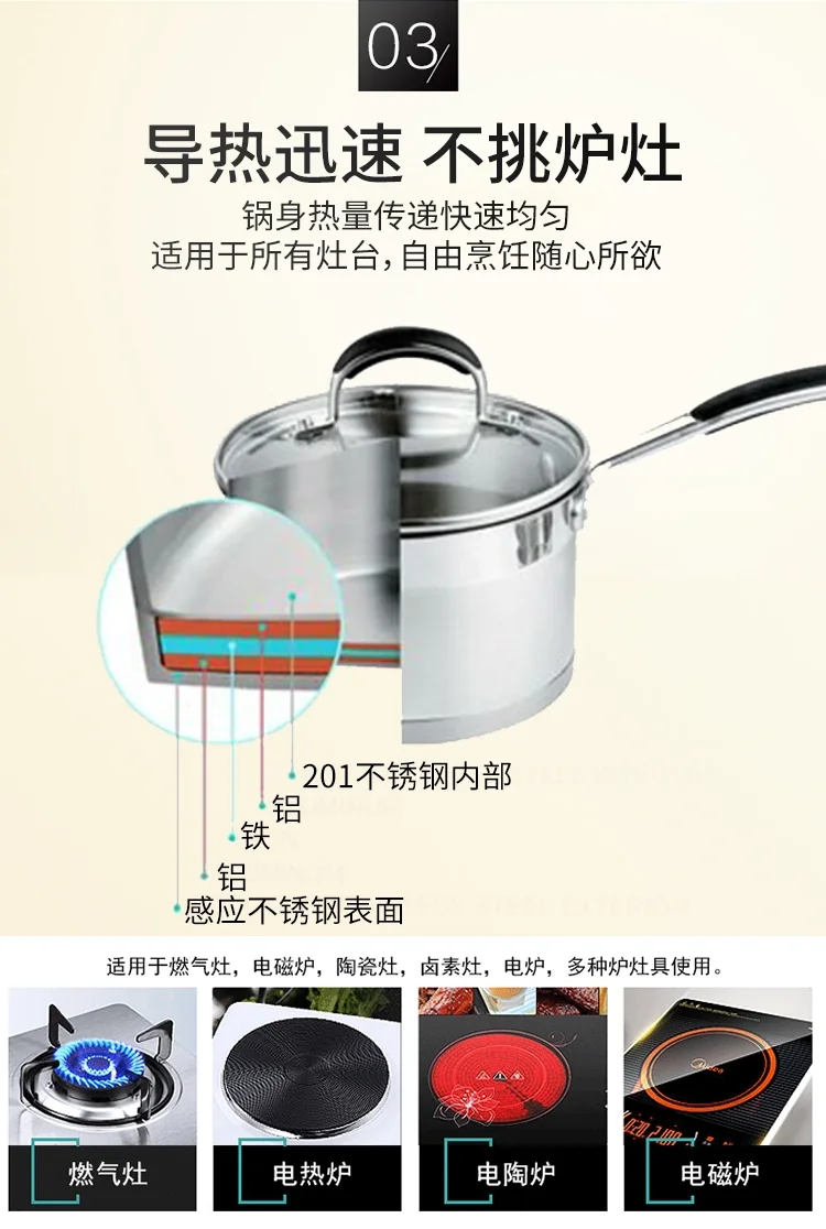 Prime Cook Stainless steel cookware 8 piece set, With glass lid, Suitable for magnetic furnace and gas detail image 10