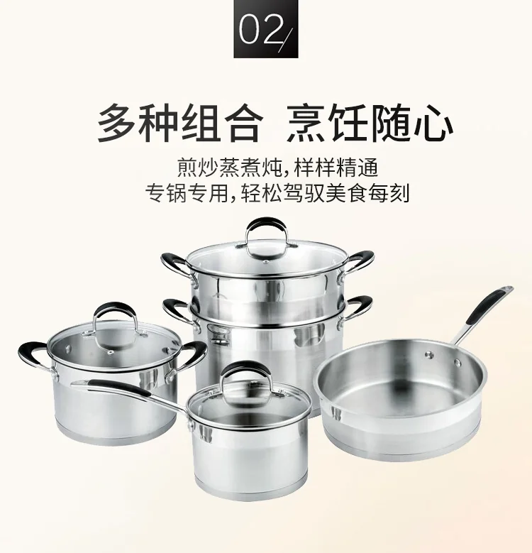 Prime Cook Stainless steel cookware 8 piece set, With glass lid, Suitable for magnetic furnace and gas detail image 9
