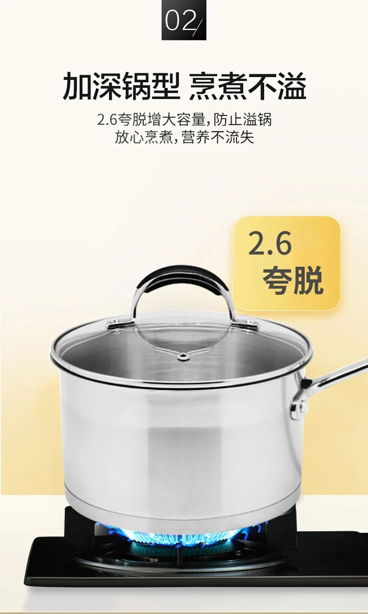 Prime Cook Stainless steel saucepan, Milk pan, Soup pot ,With glass lid, 2.6 QT 18cm detail image 5
