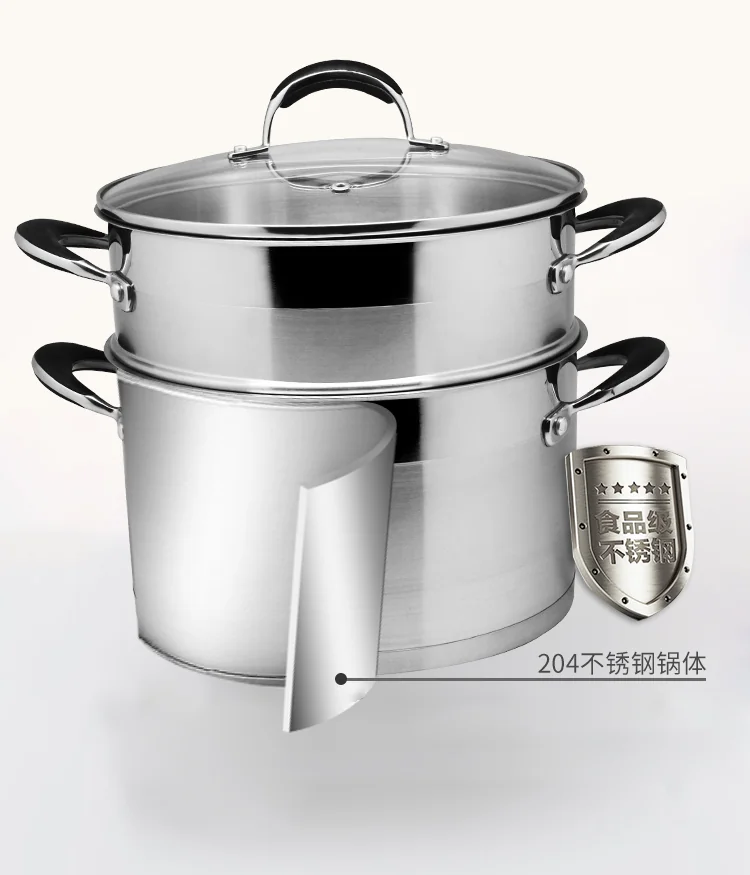 Prime Cook Stainless steel steamer, With glass lid, Household double decker, 8.5QT 24cm detail image 3