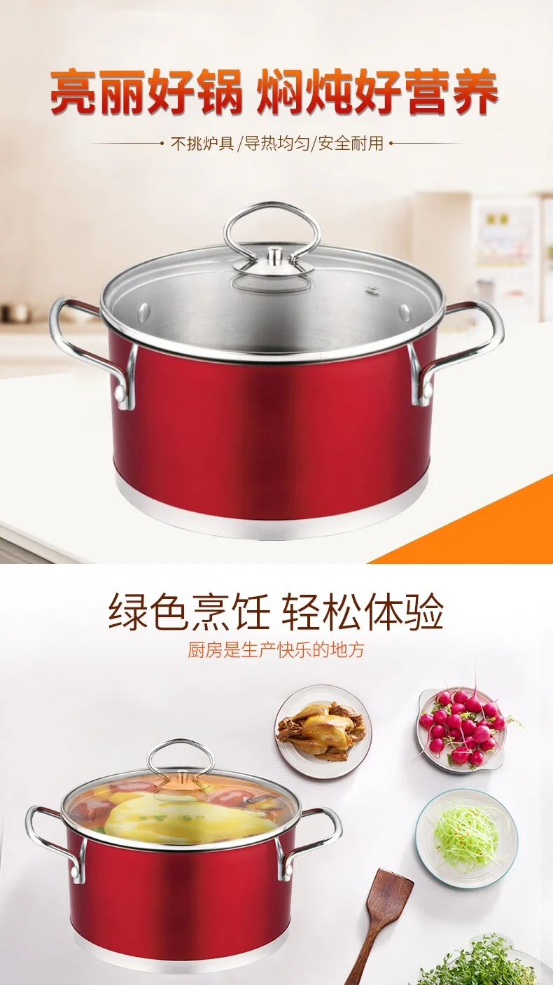 Prime Cook Non-stick Stainless Steel Soup Pot With Lid, Without PFOA ,Without Picking Stove 3Qt detail image 1
