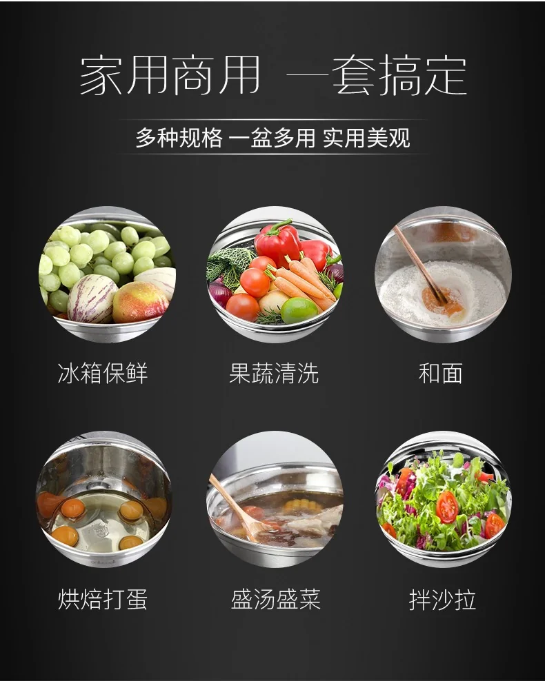 Prime Cook 不锈钢搅拌碗  多功能家用盆 圆形带盖 三件套 详情图 3