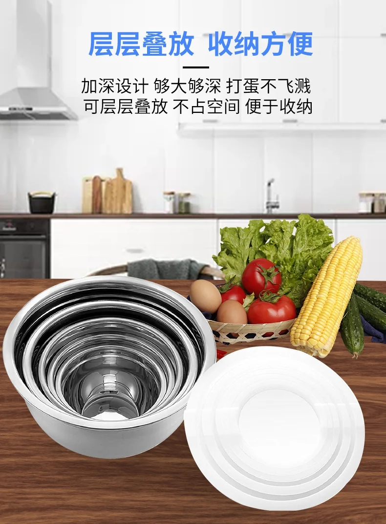Prime Cook 不锈钢搅拌碗  多功能家用盆 圆形带盖 三件套 详情图 7