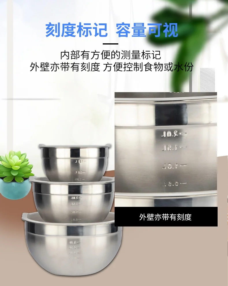 Prime Cook 不锈钢搅拌碗  多功能家用盆 圆形带盖 三件套 详情图 8