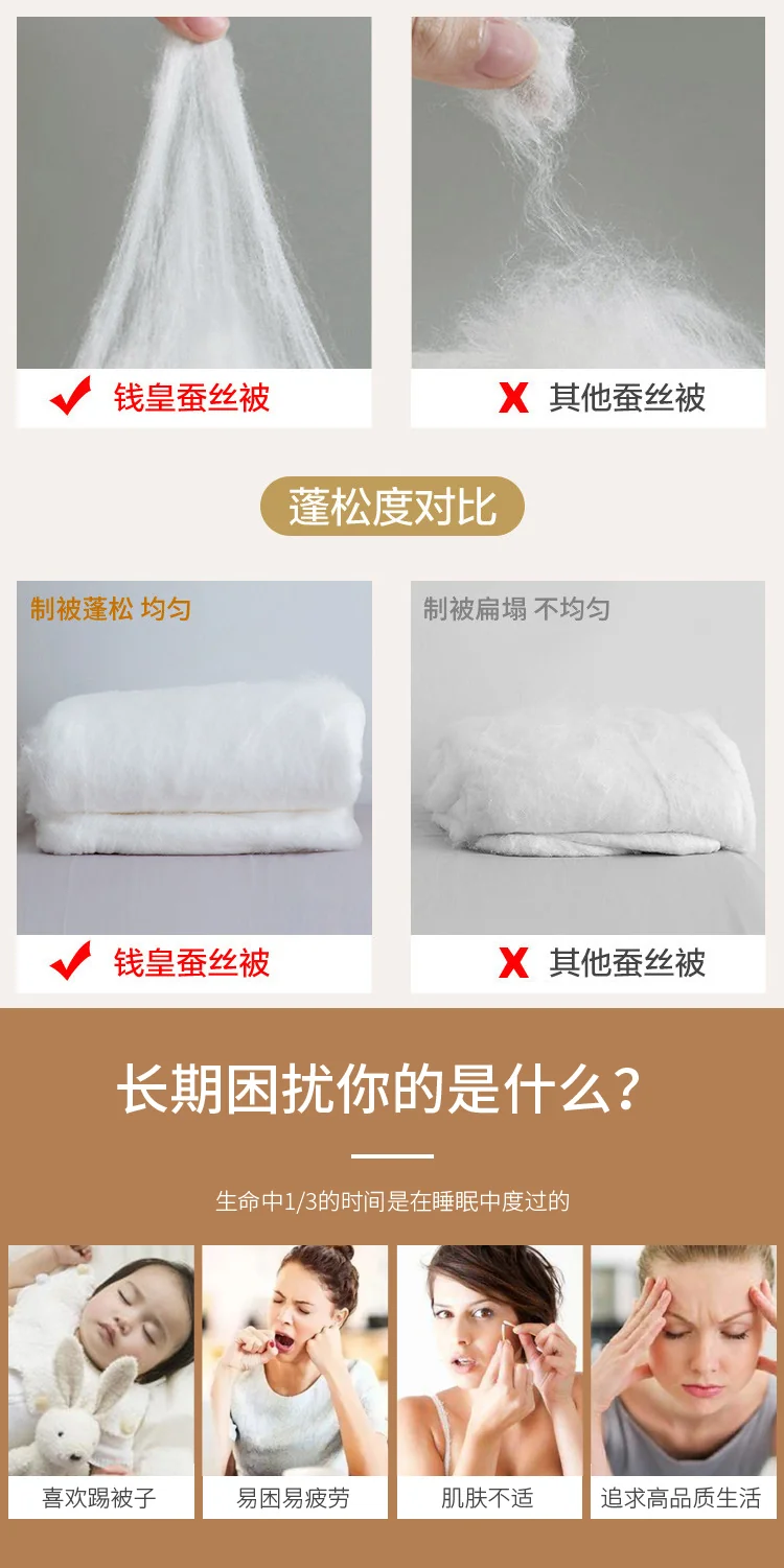 【中国直邮，时效8-20天】钱皇 100%双宫茧桑蚕长丝被 星河璀璨系列 优中选精 220*240cm 1500g 详情图 8