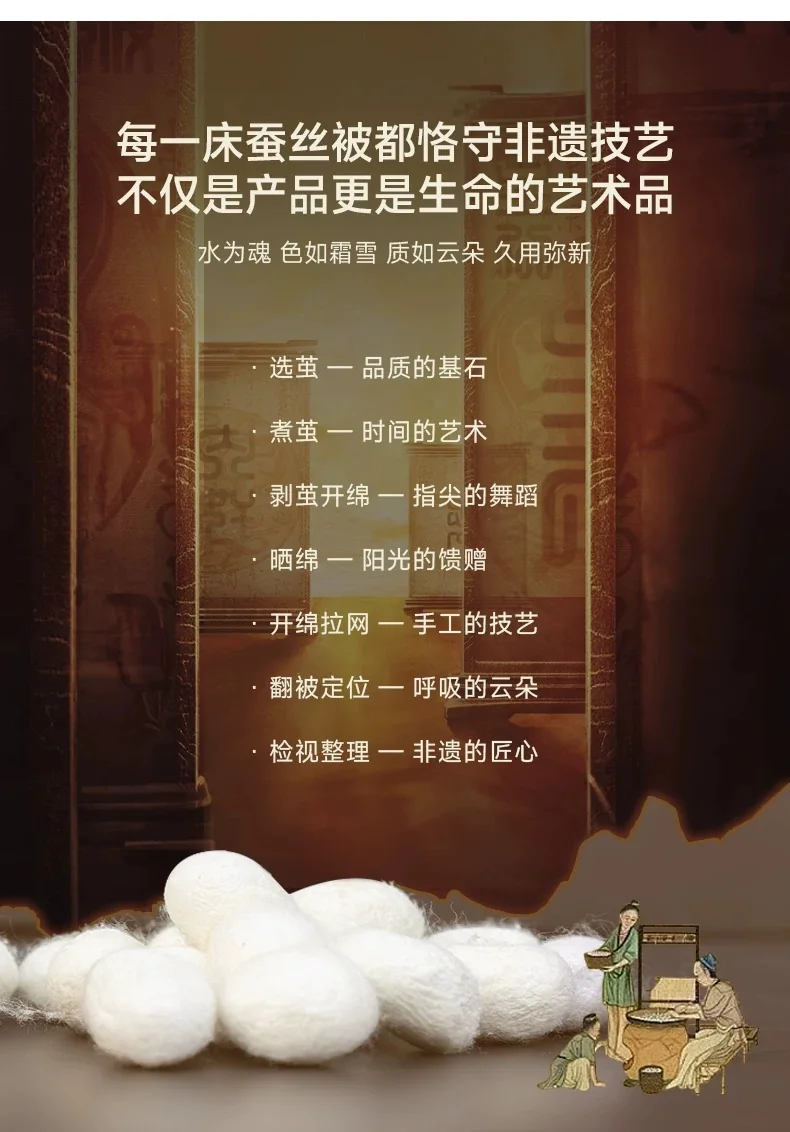 【中国直邮，时效8-20天】钱皇 桑蚕丝子母被 100%双宫茧桑蚕长丝 40支全棉高密印花面料 子母扣设计 2斤+4斤组合（1000g+4000g） 详情图 14