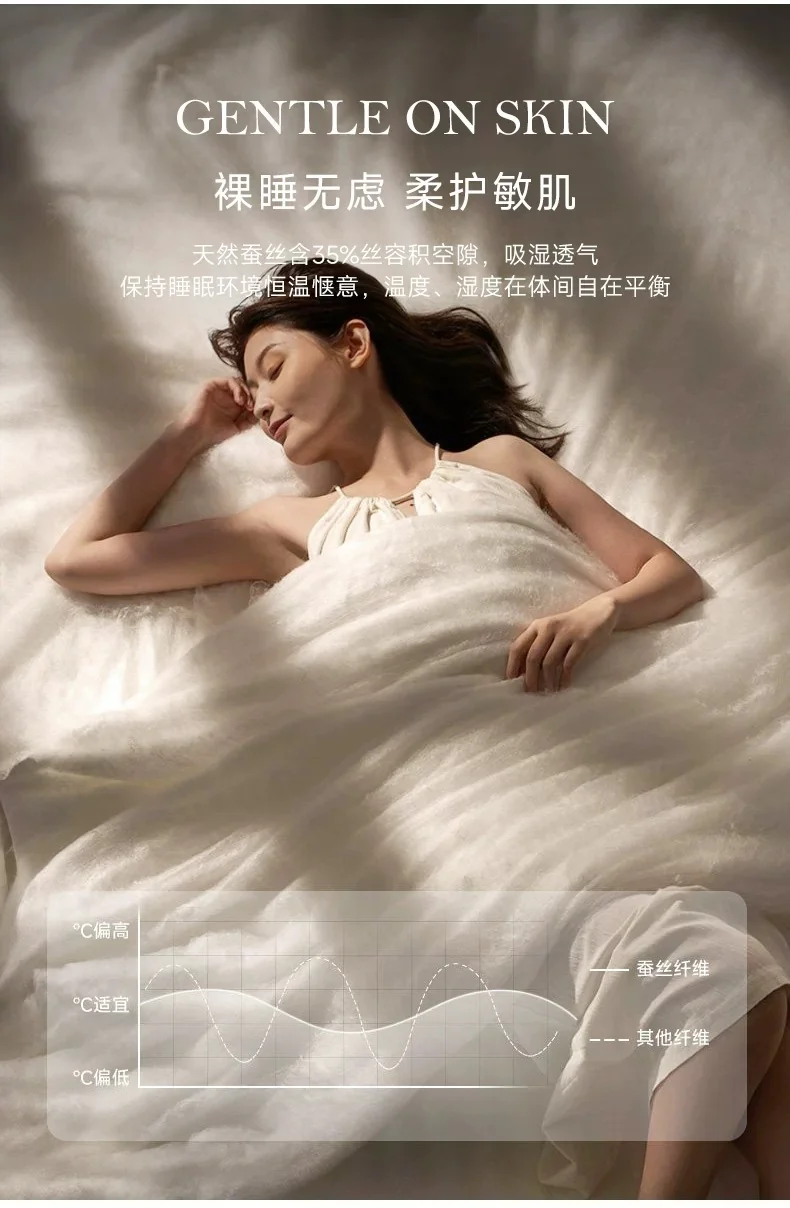 【中国直邮，时效8-20天】钱皇 桑蚕丝子母被 100%双宫茧桑蚕长丝 40支全棉高密印花面料 子母扣设计 2斤+4斤组合（1000g+4000g） 详情图 6
