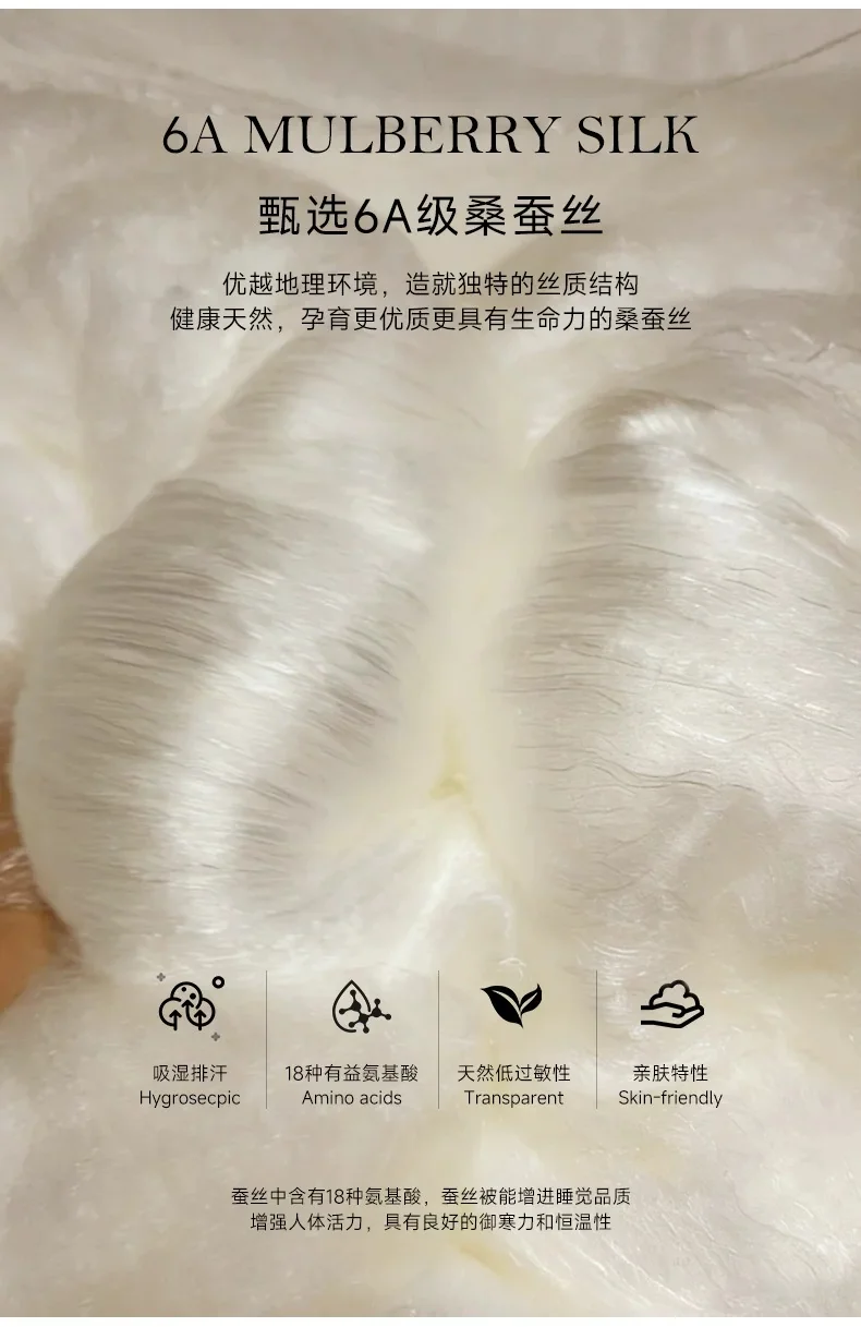 【中国直邮，时效8-20天】钱皇 桑蚕丝子母被 100%双宫茧桑蚕长丝 40支全棉高密印花面料 子母扣设计 2斤+4斤组合（1000g+4000g） 详情图 9