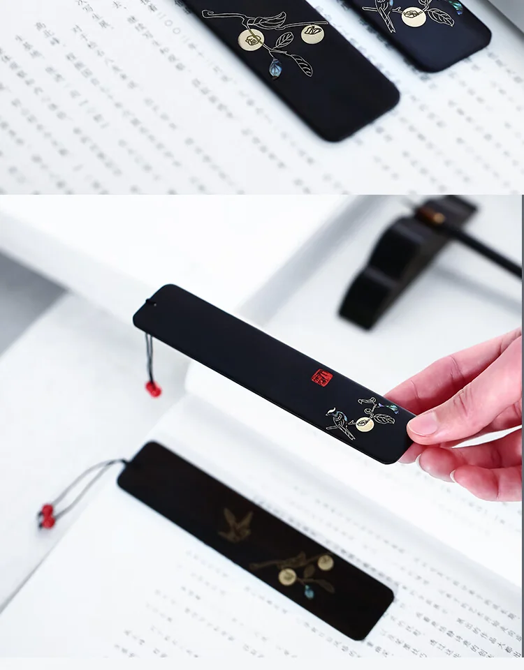 China direct shipping, time limit 10-15 days Rongbaozhai RuMo Things as they wish bookmarks literature room four treasures collection gift rosewood Chinese bookmarks gift box detail image 16