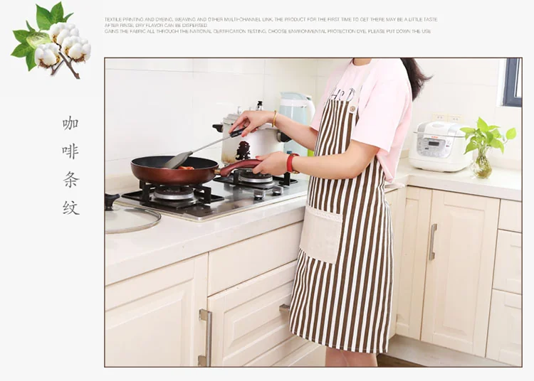RED Cotton Linen Sleeveless Apron Coffee Striped Apron RED-WQ Oil Resistant Thick and Durable detail image 12