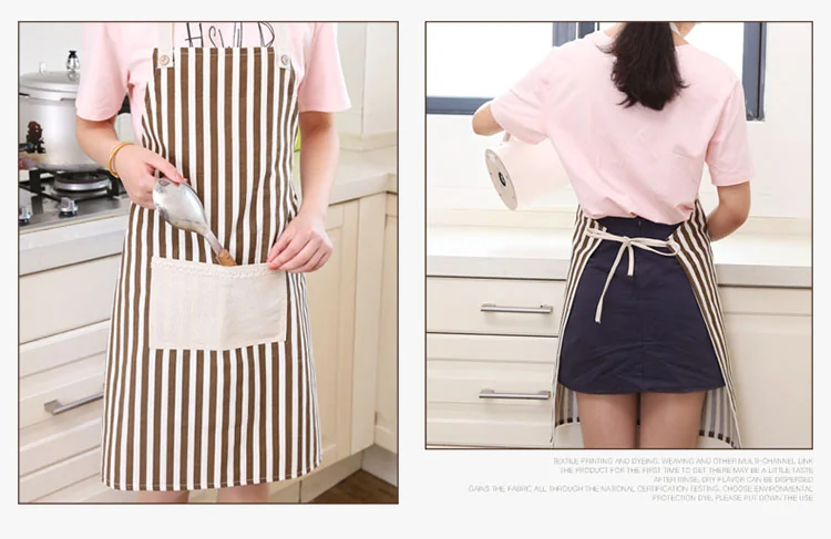 RED Cotton Linen Sleeveless Apron Coffee Striped Apron RED-WQ Oil Resistant Thick and Durable detail image 14