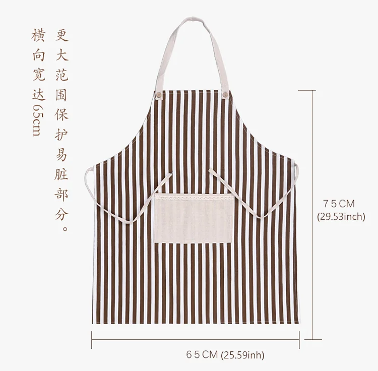 RED Cotton Linen Sleeveless Apron Coffee Striped Apron RED-WQ Oil Resistant Thick and Durable detail image 16