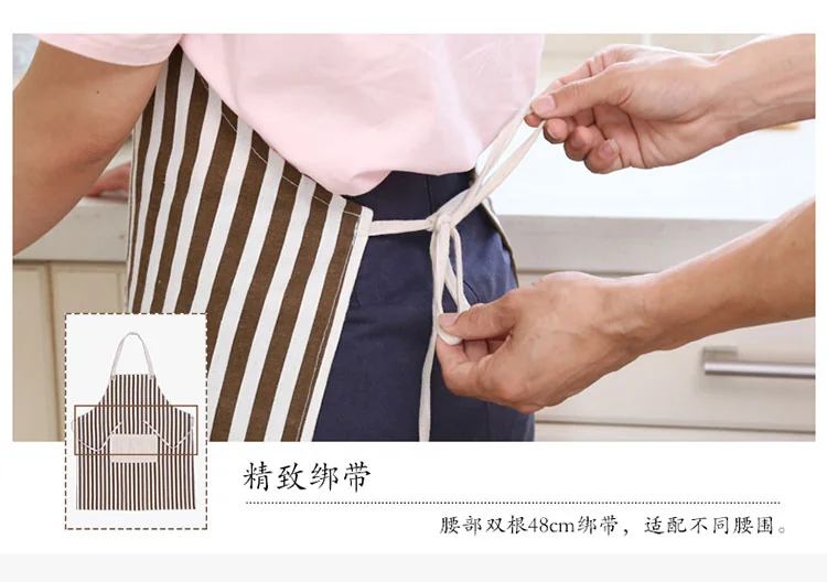RED Cotton Linen Sleeveless Apron Coffee Striped Apron RED-WQ Oil Resistant Thick and Durable detail image 8
