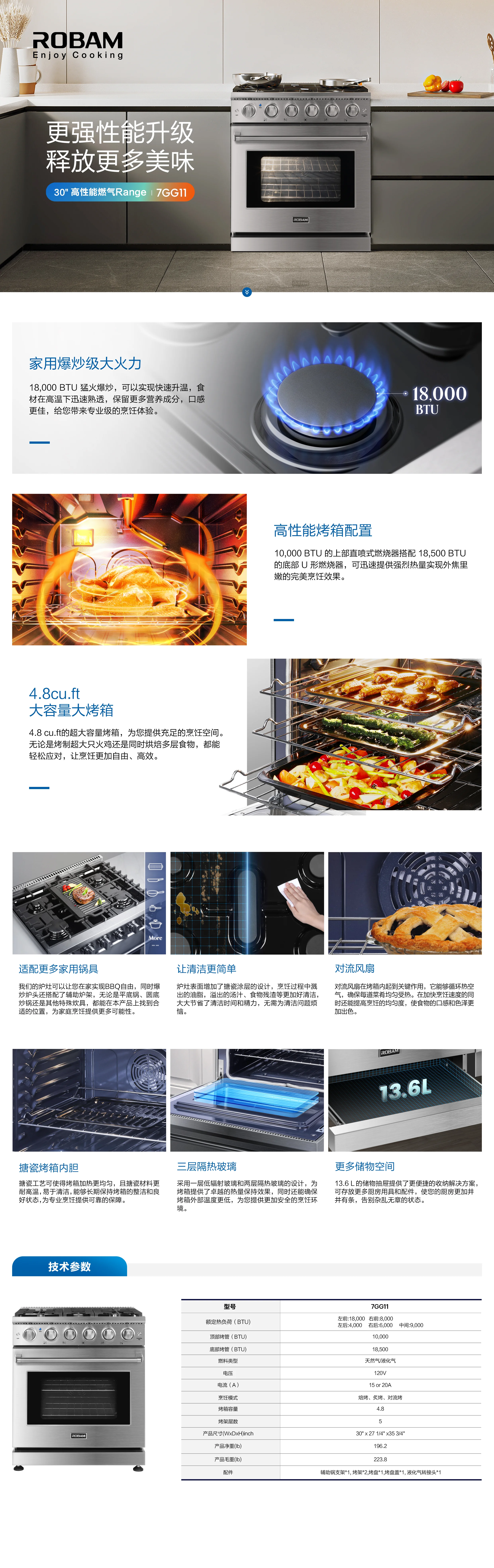ROBAM老板电器 7GG11 高性能灶烤一体机 detail image 1
