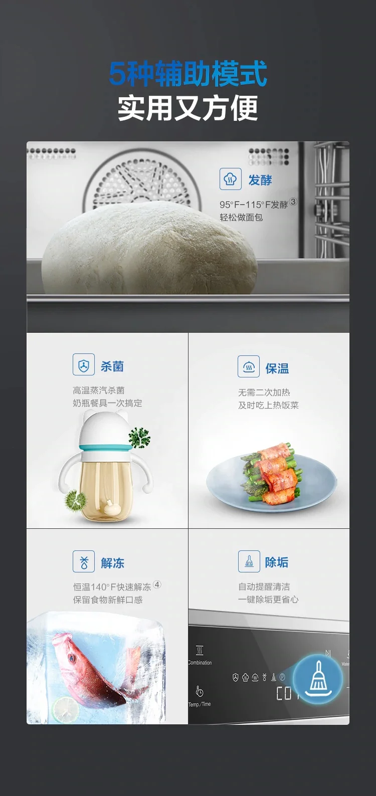 Robam, Built-in Steam-Bake All-in-One, Multifunctional Steam Oven, CQ762,  48L, 30" detail image 8