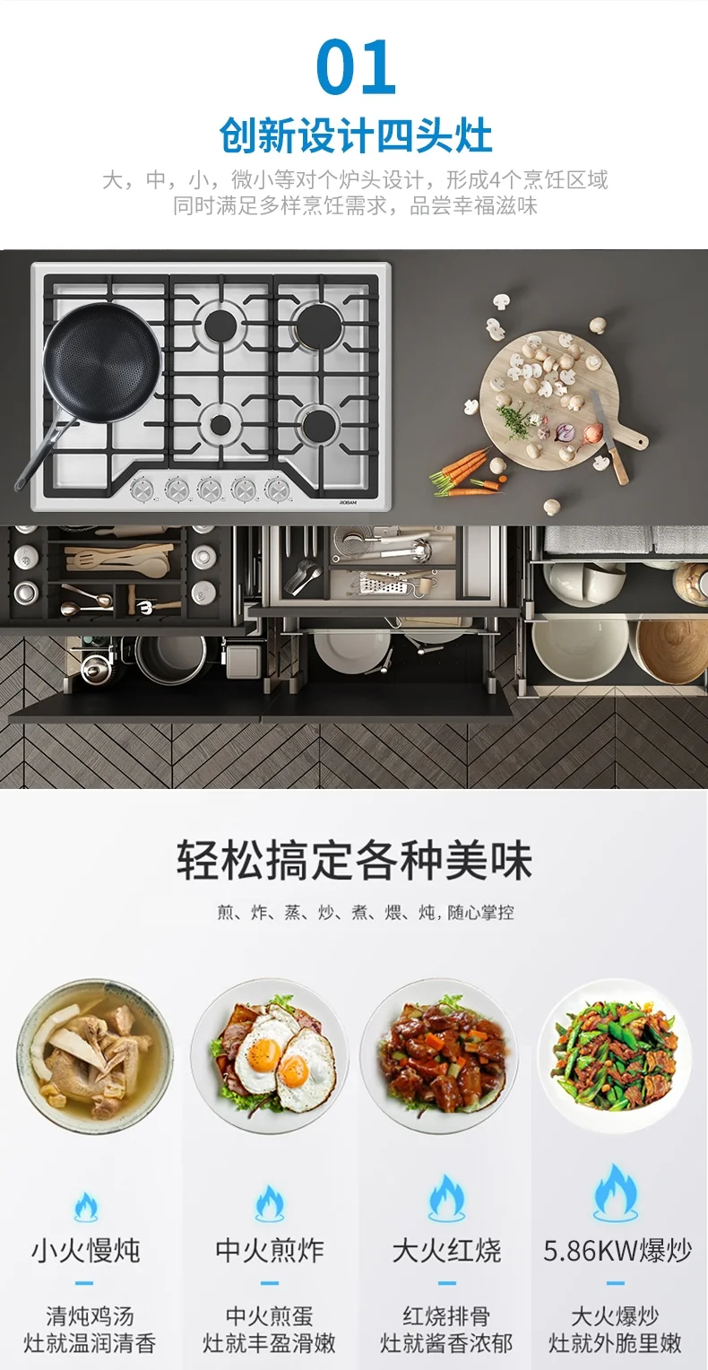 ROBAM High-power five-eye gas stove G513, Pure copper burner, Gathering Ring Fierce detail image 2