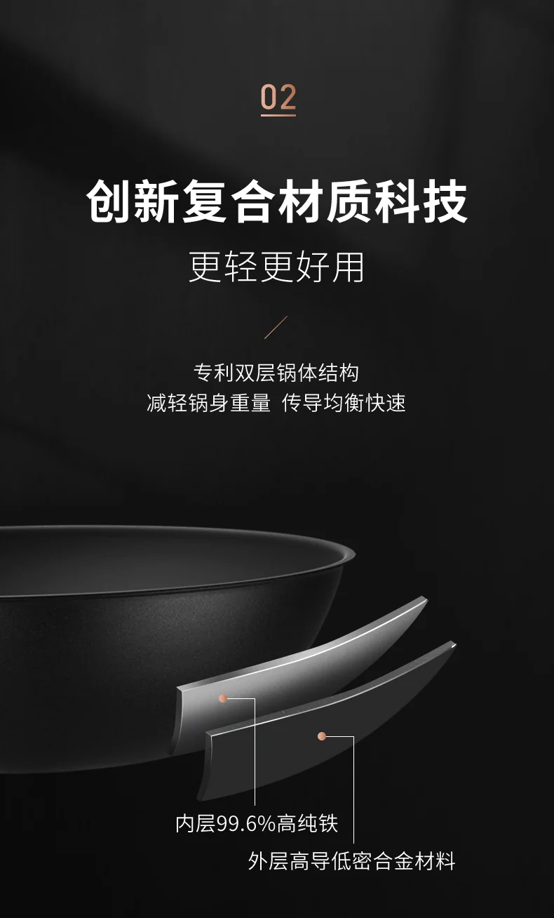 SANHO nitrogen sealed rust proof stir fry iron pot gas stove special uncoated micro nano non stick iron pot delivery shovel detail image 10