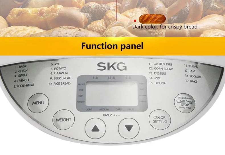 SKG 2LB Automatic Programmable Bread Machine Multifunctional Bread Maker 3950 detail image 13