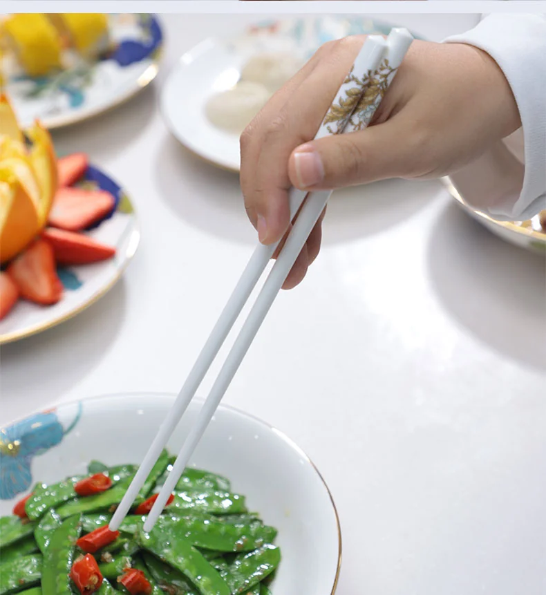 Songfa, household ceramic chopsticks set, high temperature resistance, non-slip and mildew proof, 4 pairs of Shengshi peony detail image 8