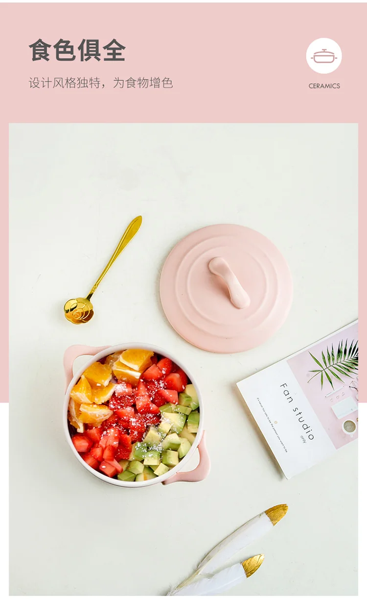 Songfa, 4-piece household ceramic baking tableware, cheese baked rice tray, baking tray, matte powder detail image 15