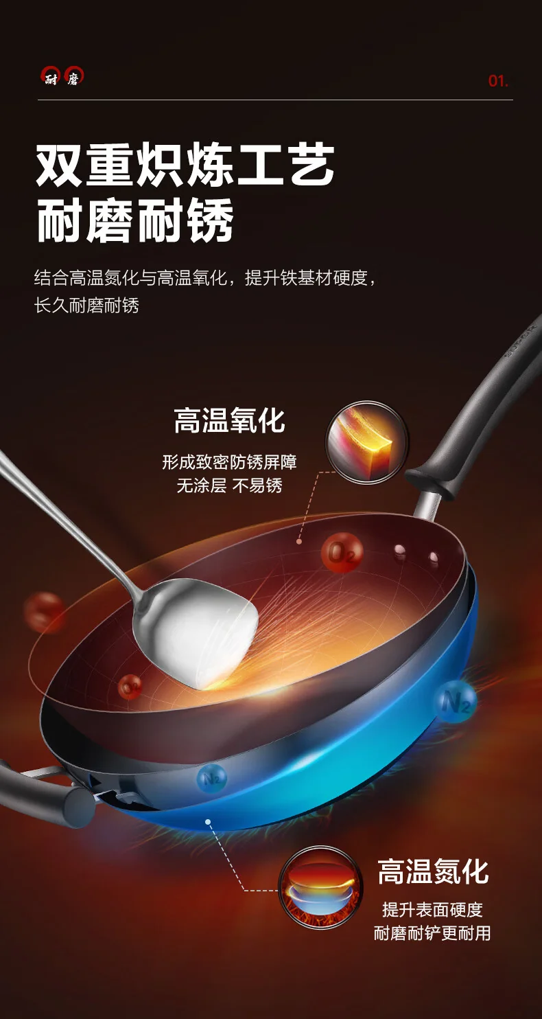 SUPOR苏泊尔臻铁真不锈炒锅 可立盖 32cm detail image 4