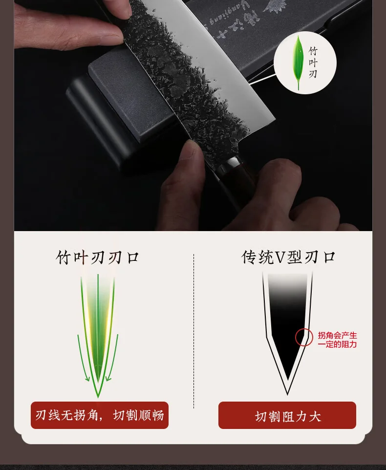 【赠磨刀石】十八子作手工锻打刀具套装 家用菜刀组合墨悦五件套刀SL2102-5 detail image 6